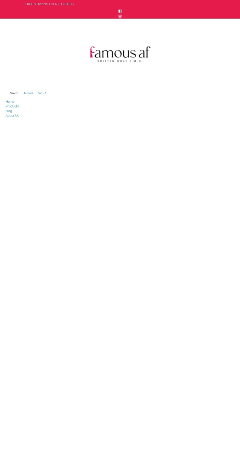 famousafskin.com shopify website screenshot