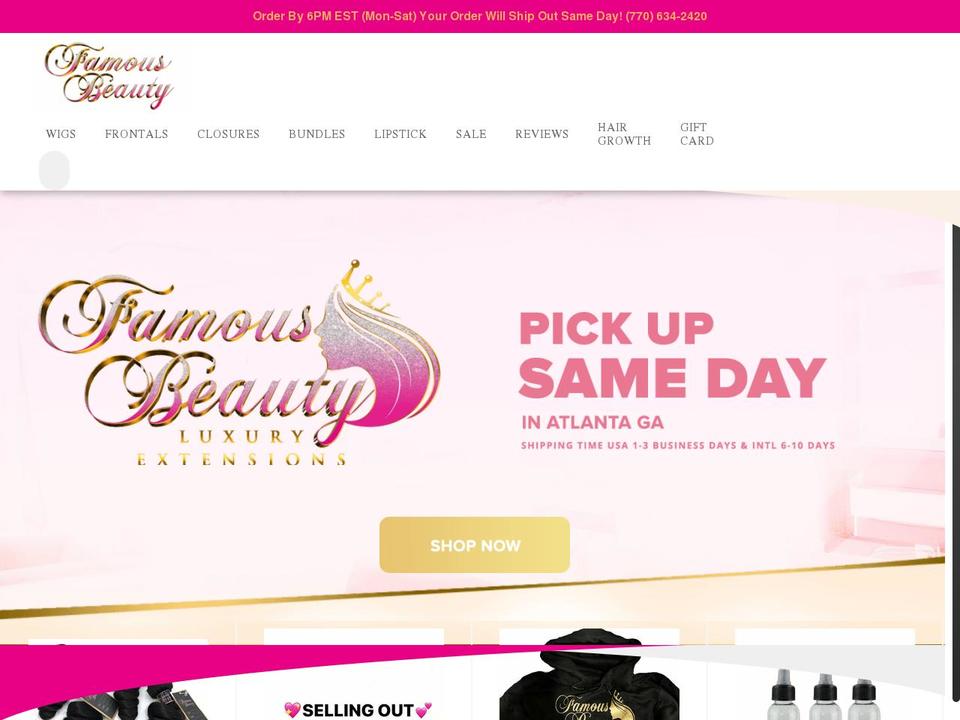 famousbeauty.com shopify website screenshot