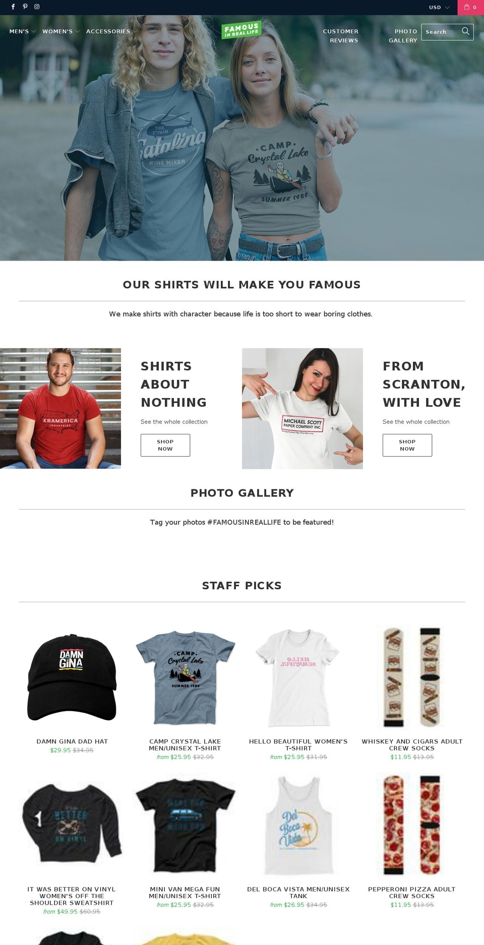 famousinreallife.com — Shopify storefront screenshot