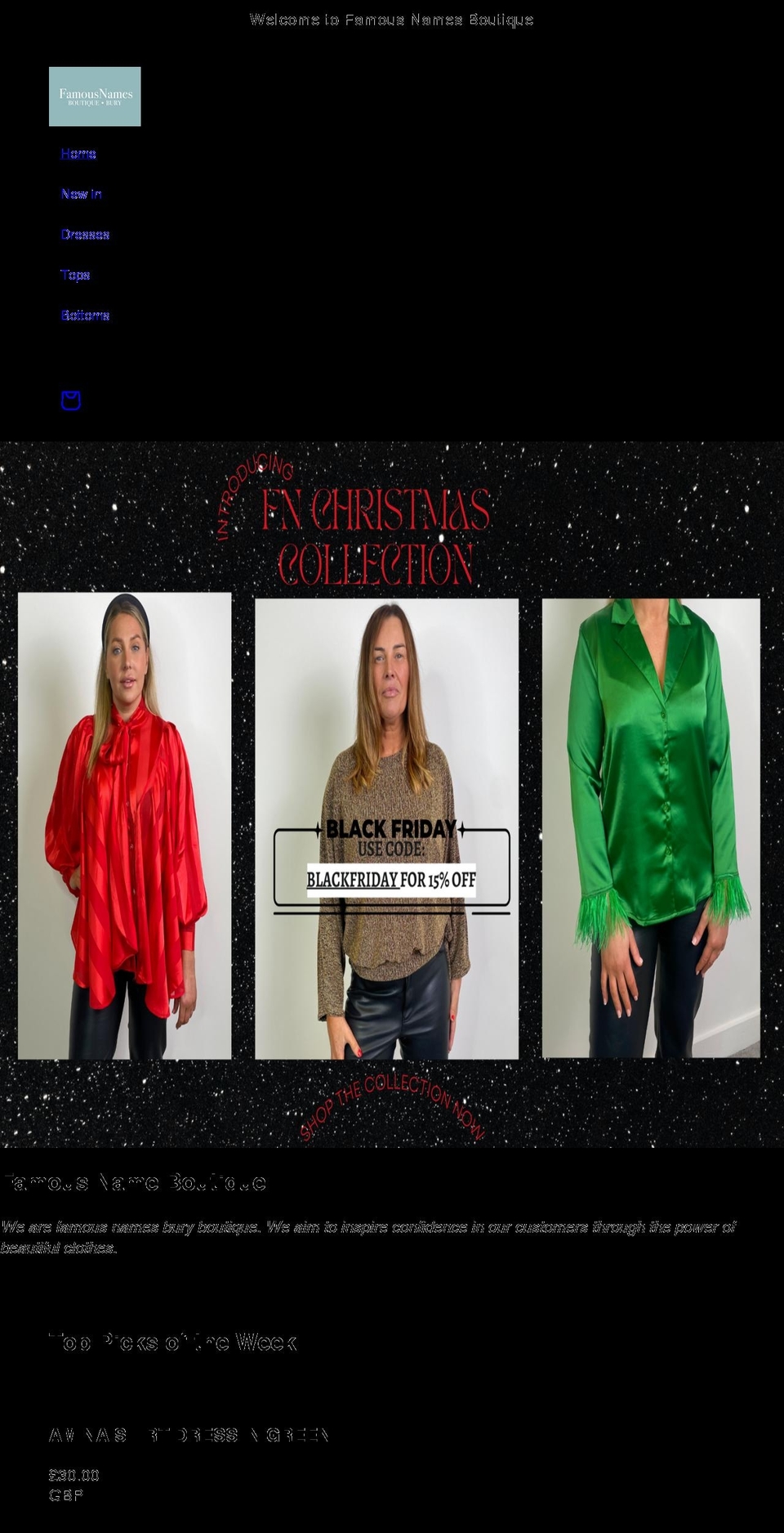 famousnamesbury.co.uk shopify website screenshot