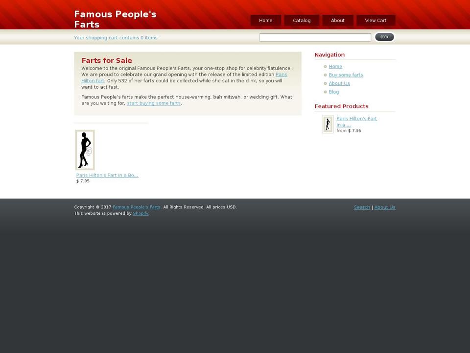 main Shopify theme site example famouspeoplesfarts.com