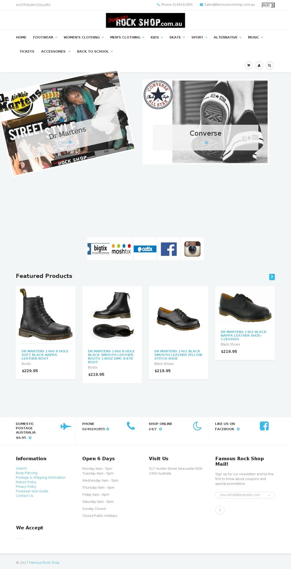 famousrockshop.com.au shopify website screenshot