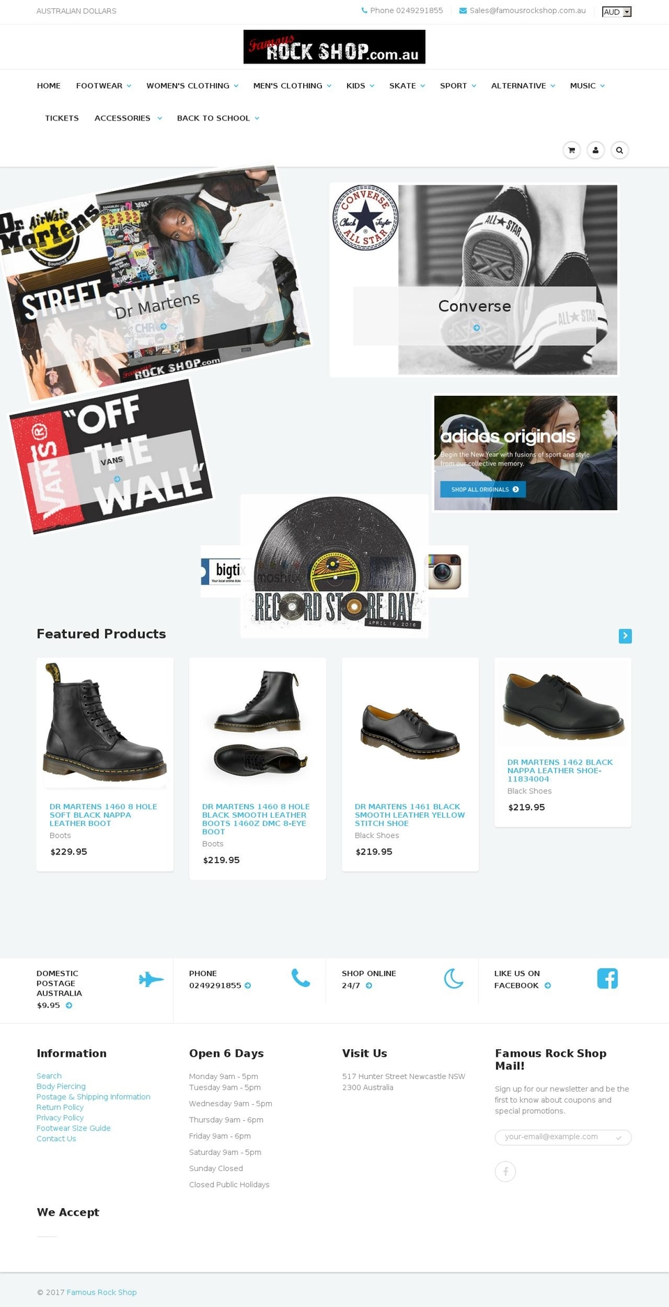 famousrockshop.com shopify website screenshot
