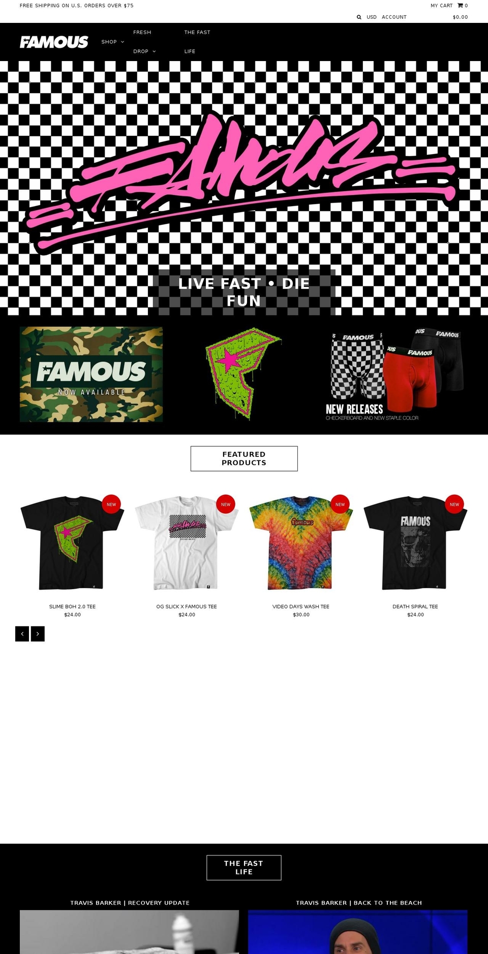 famoussas.com shopify website screenshot