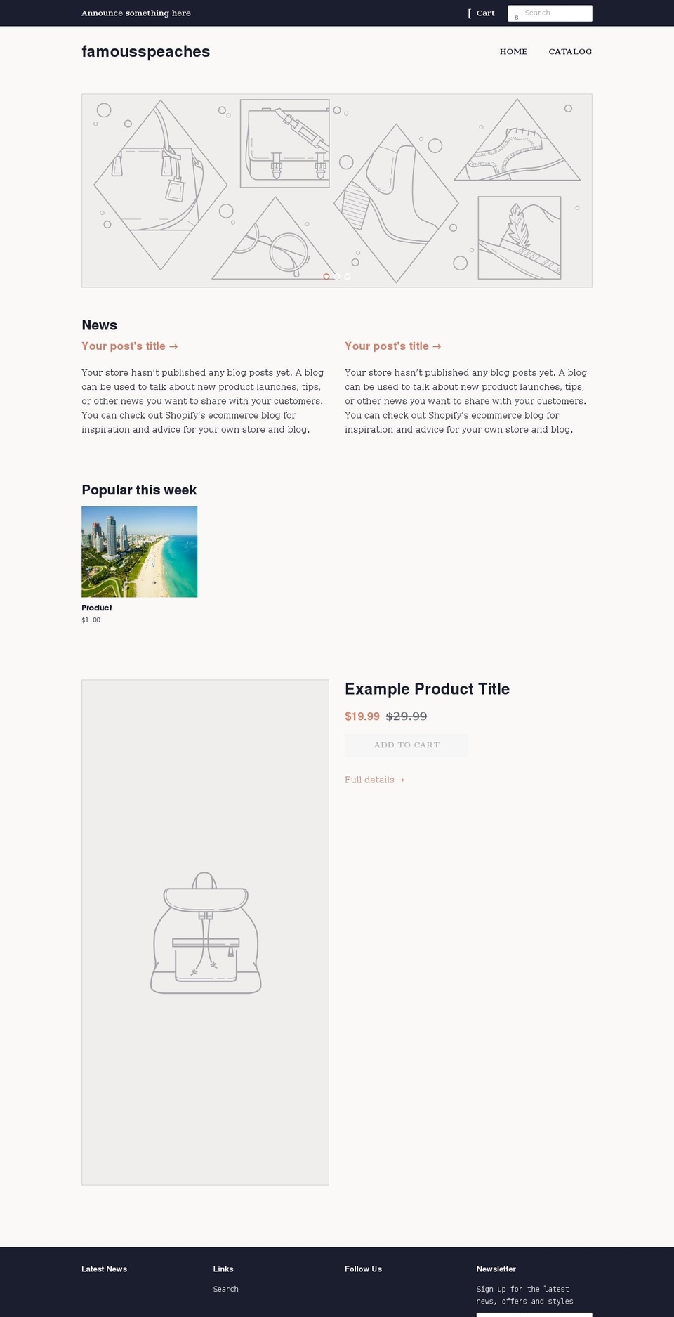 famousspeaches.com shopify website screenshot