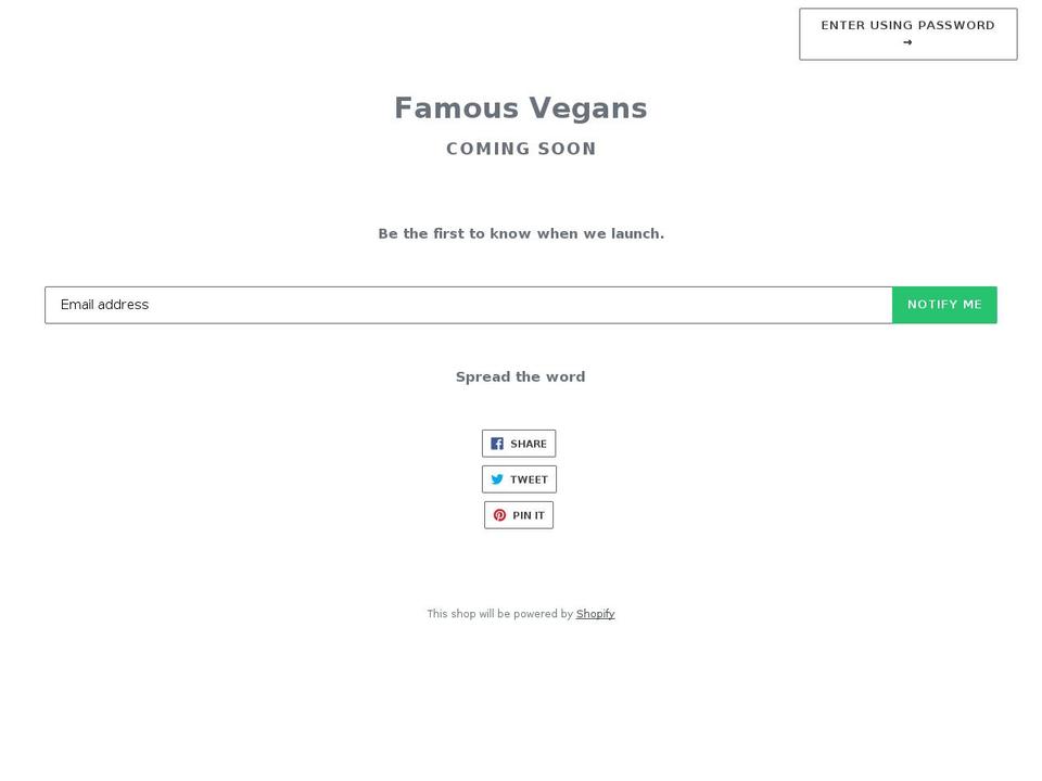 famousvegans.net shopify website screenshot