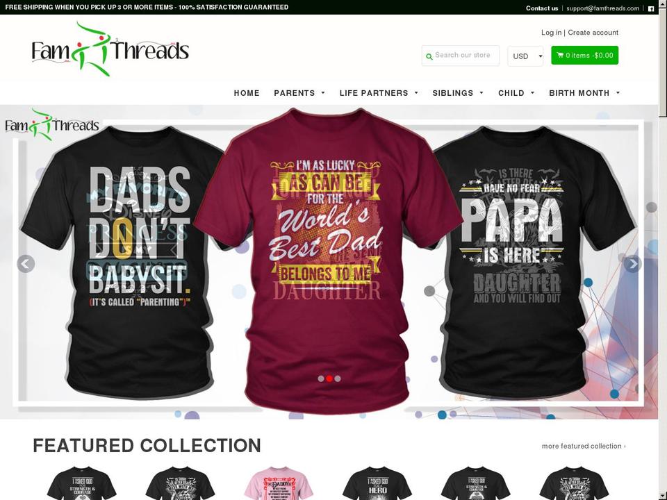 newtheme Shopify theme site example famthreads.com