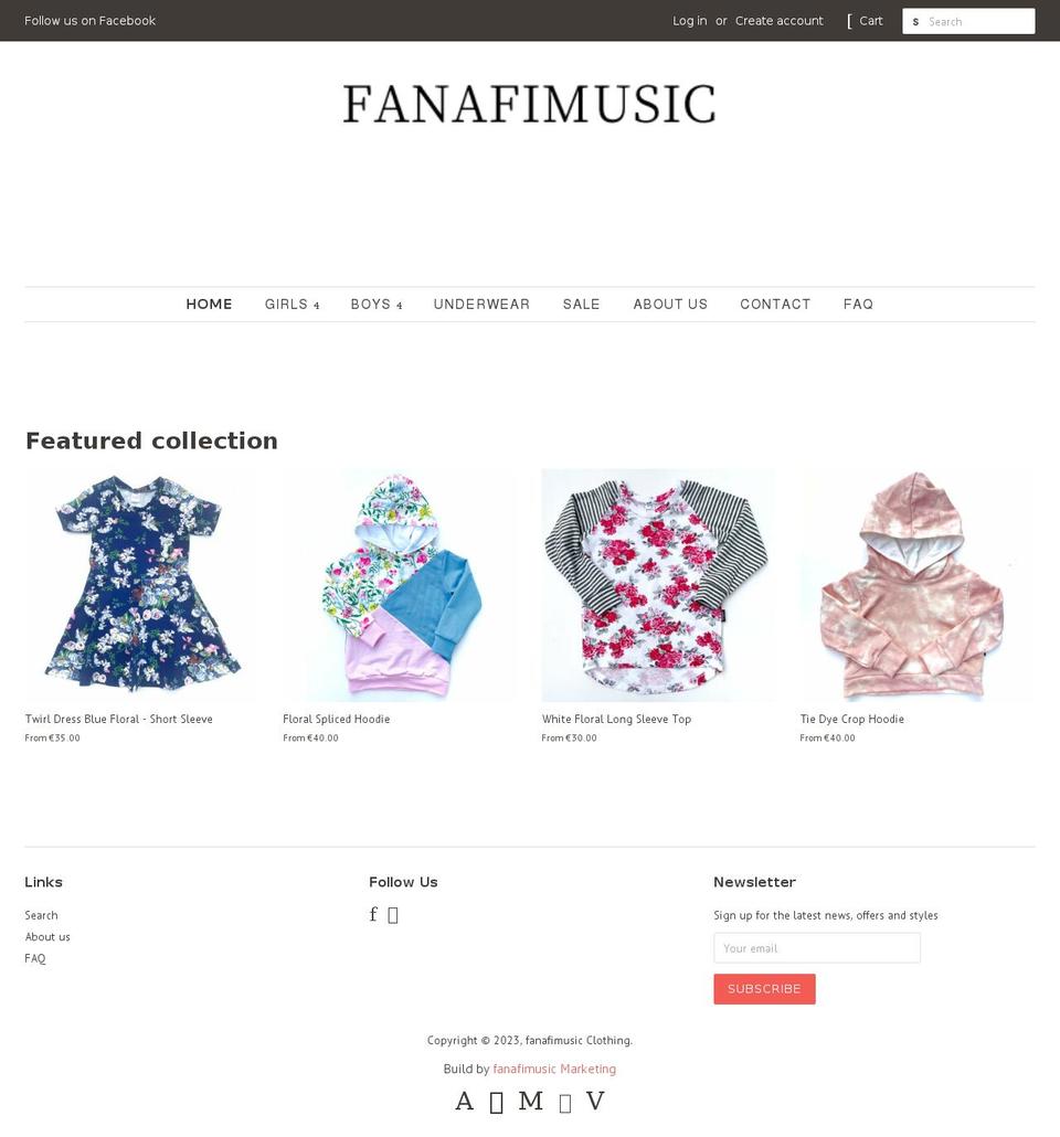 fanafimusic.com shopify website screenshot