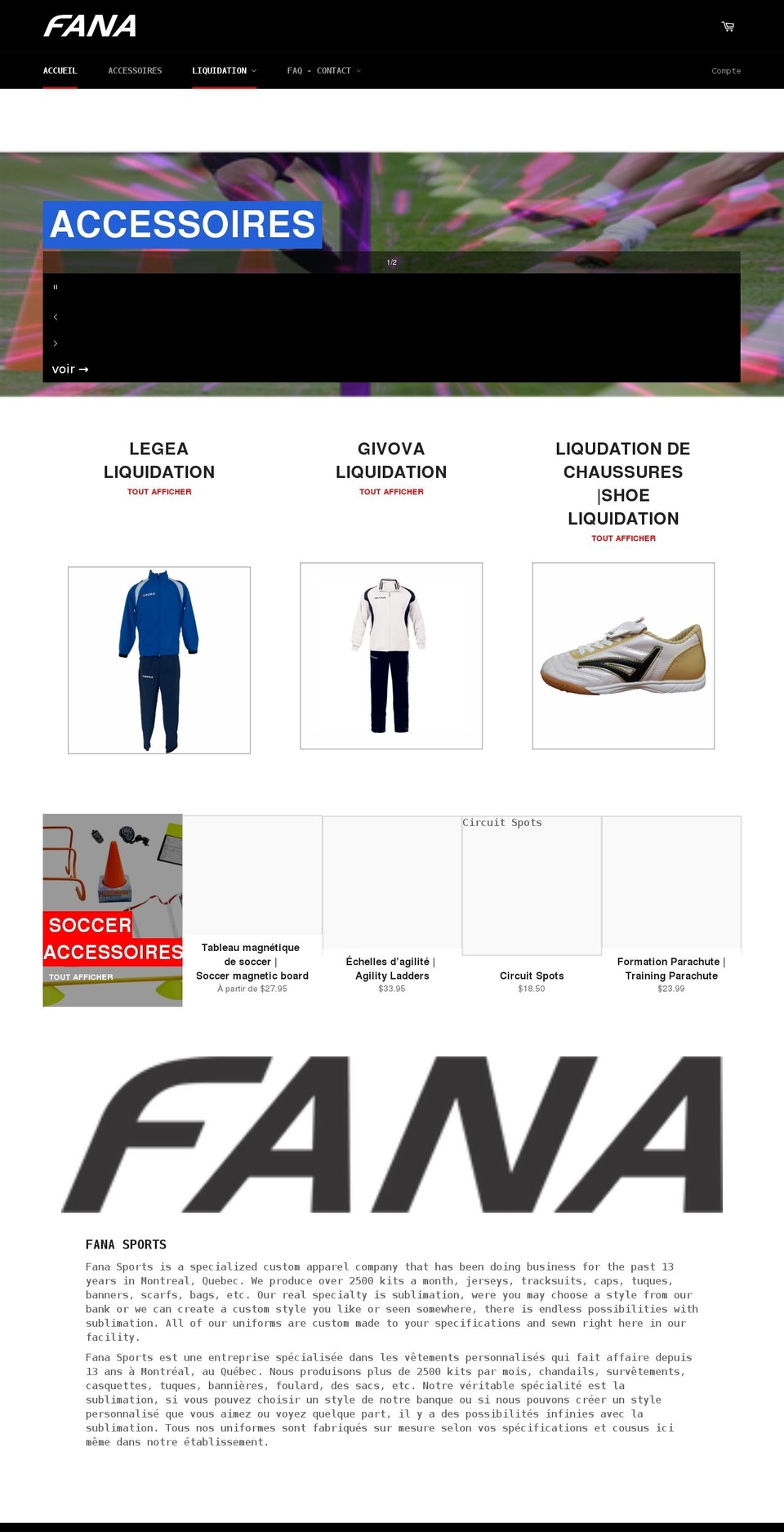 fanasports.myshopify.com shopify website screenshot