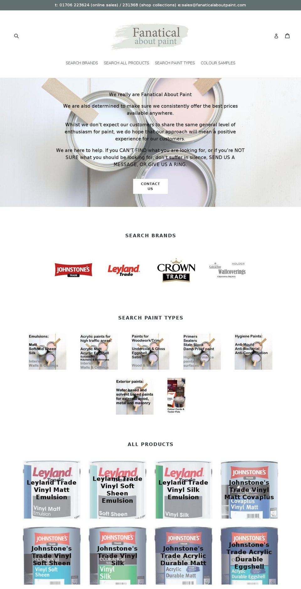 fanaticalaboutpaint.com — Shopify storefront screenshot