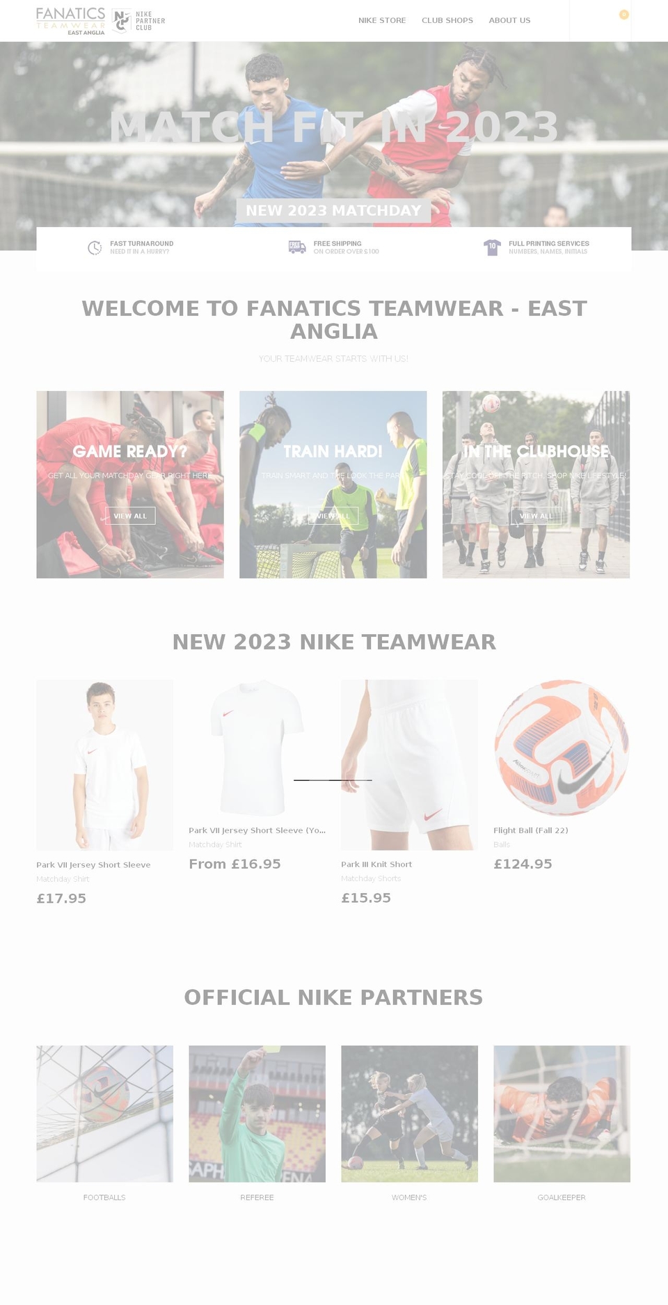 fanaticsteamweareastanglia.co.uk shopify website screenshot