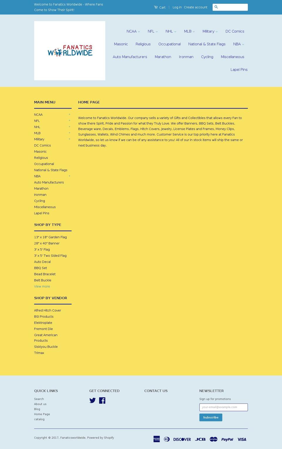 fanaticsworldwide.com shopify website screenshot