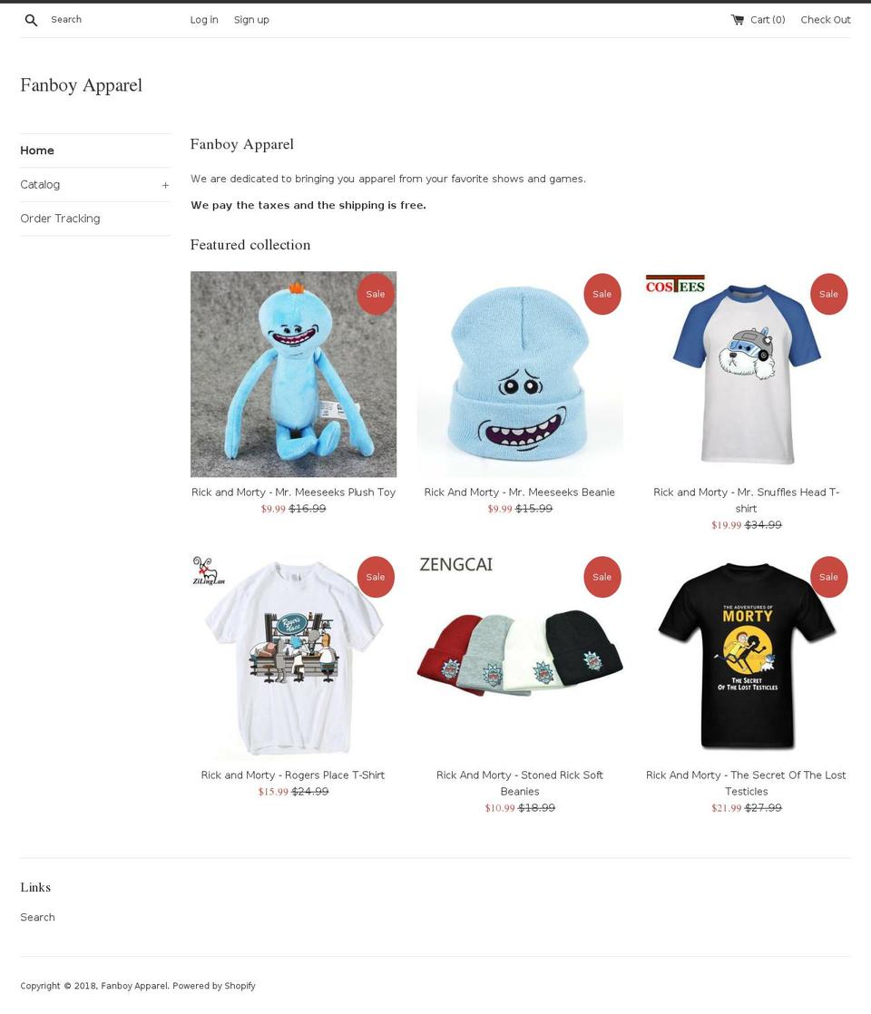 fanboyapparel.com — Shopify storefront screenshot