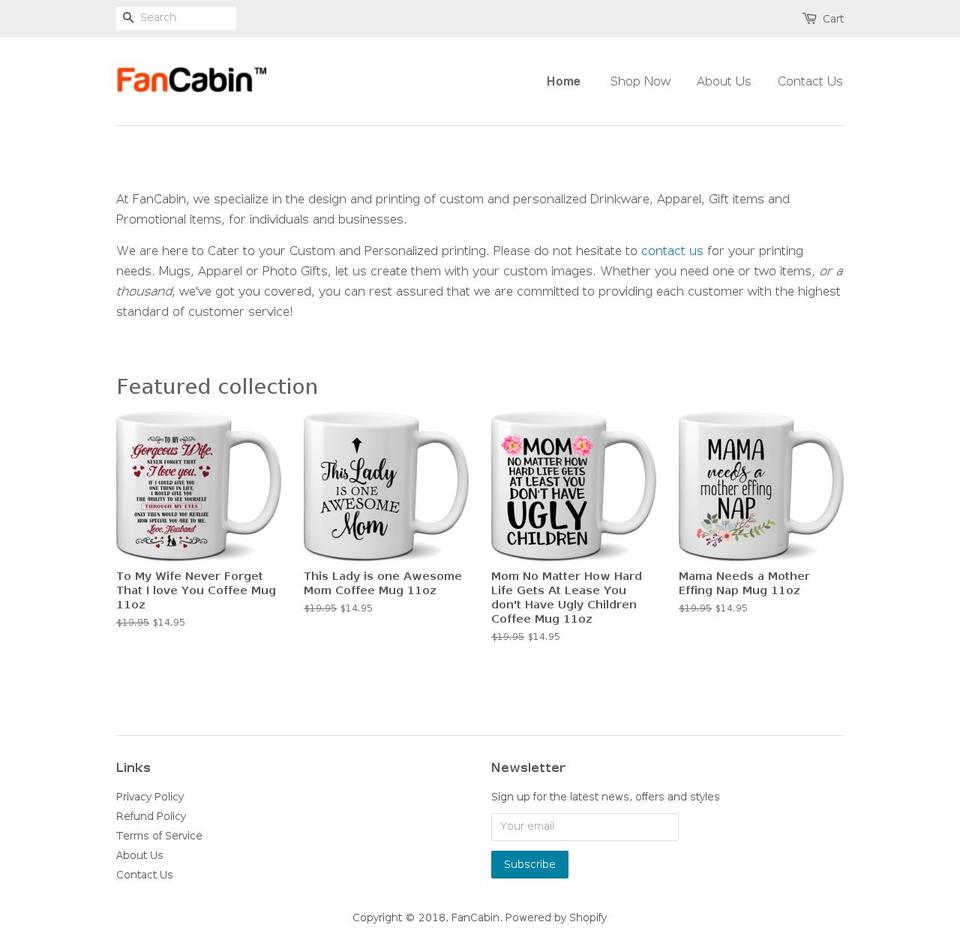 fancabin.com — Shopify storefront screenshot