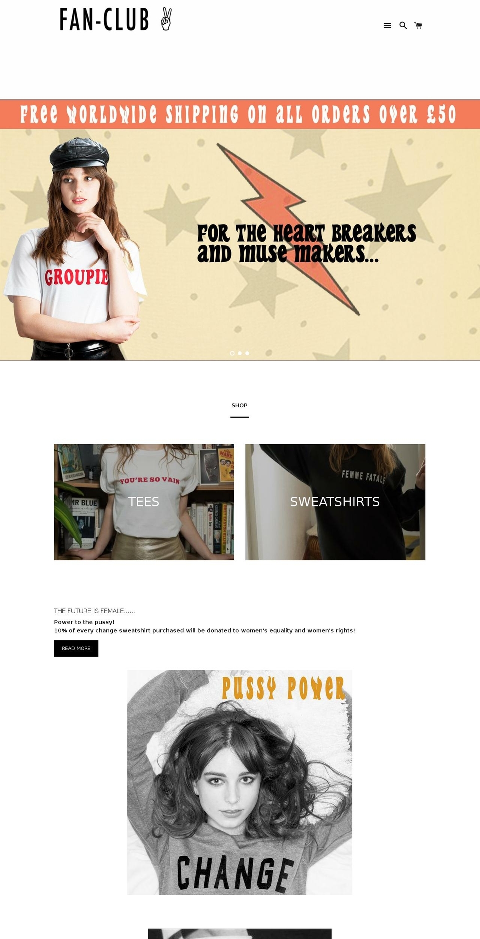 fanclubclothing.com shopify website screenshot