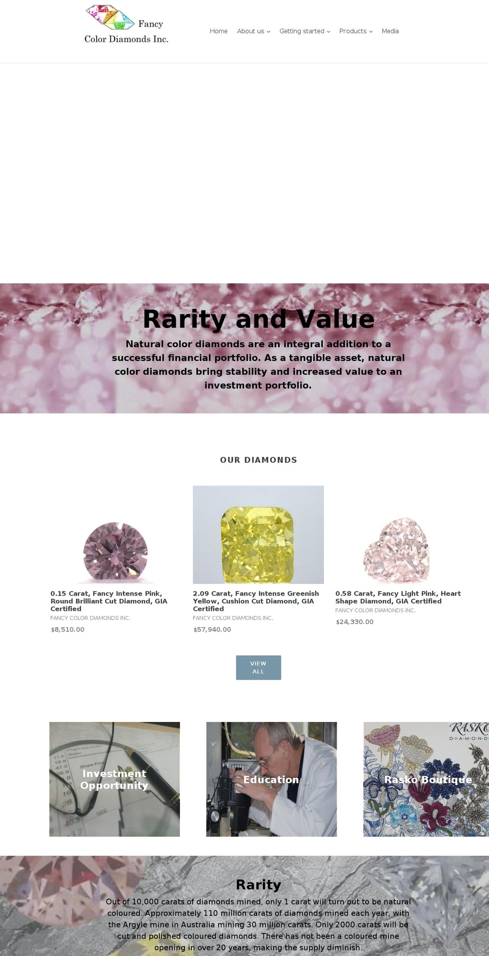 fancycolordiamonds.ca shopify website screenshot