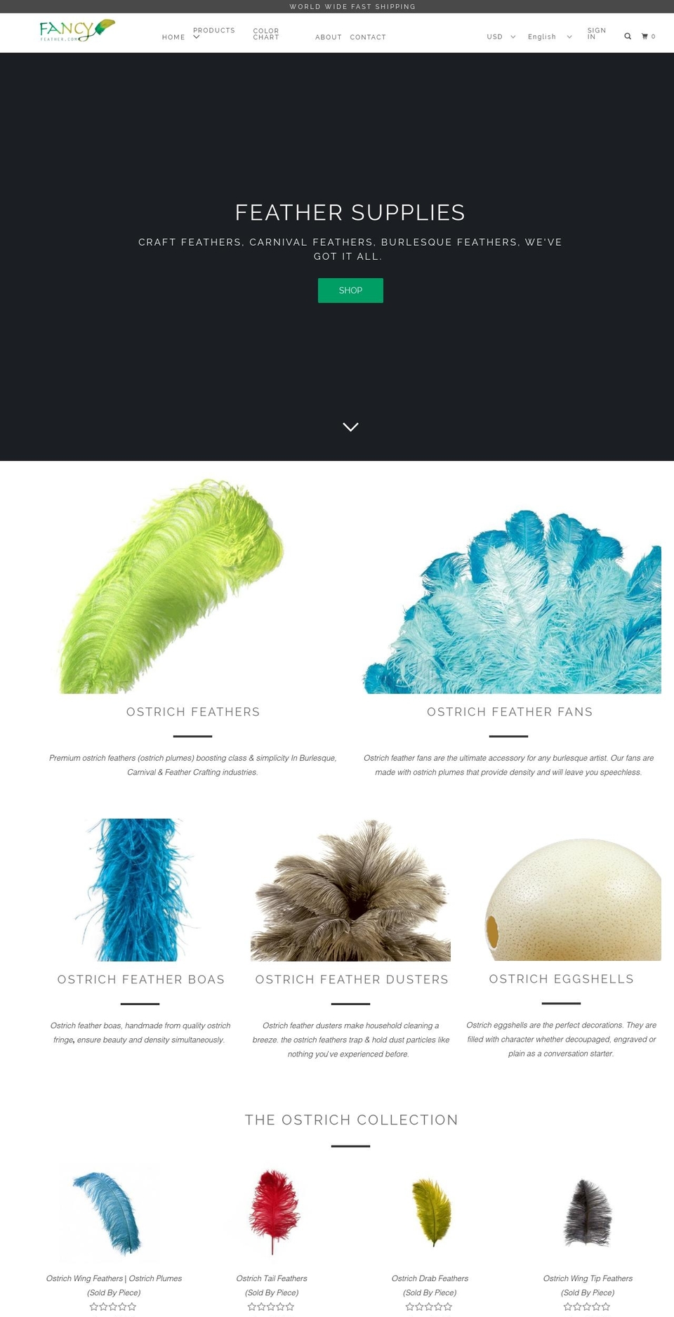 fancyfeather.com — Shopify storefront screenshot