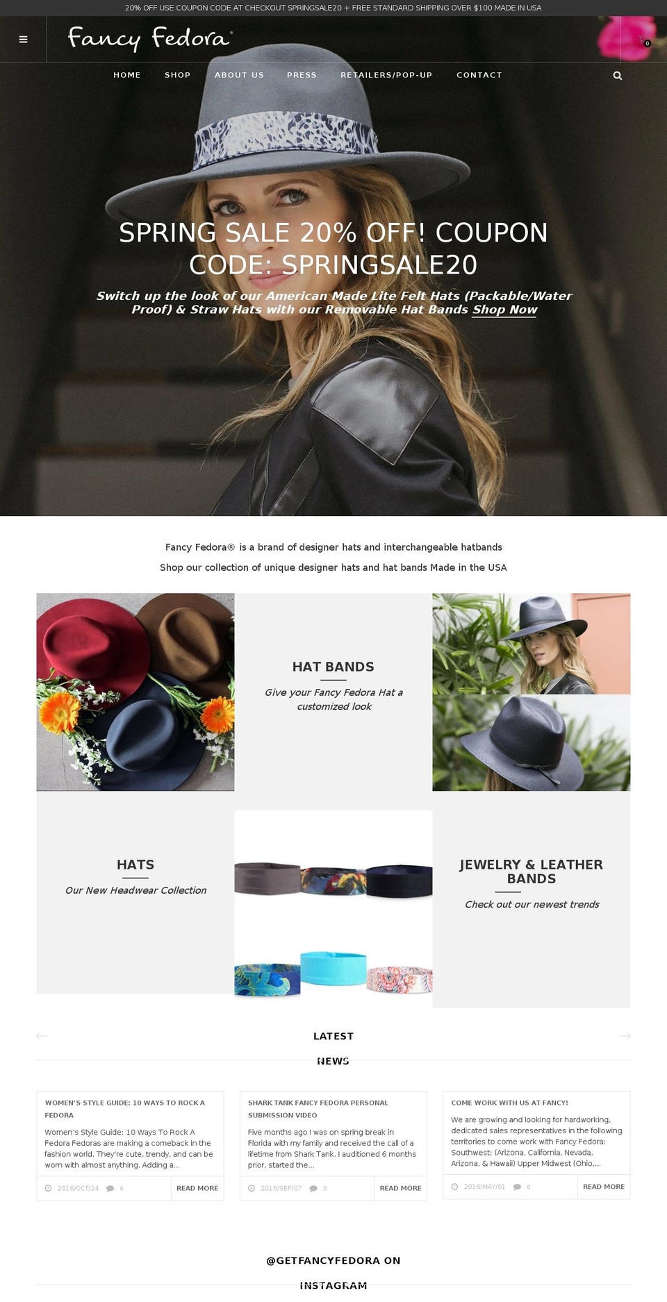 Puro Shopify theme site example fancyfedora.com