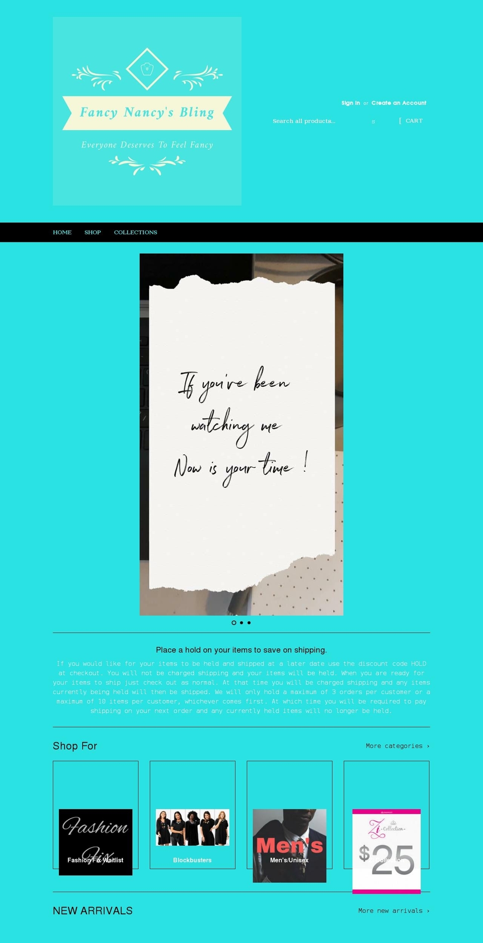 fancynancysbling.com shopify website screenshot
