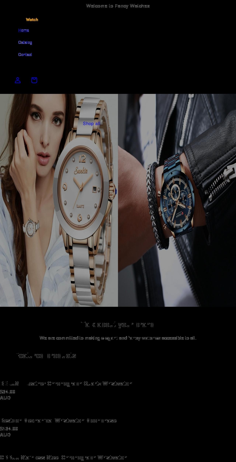 fancywatches.com.au shopify website screenshot