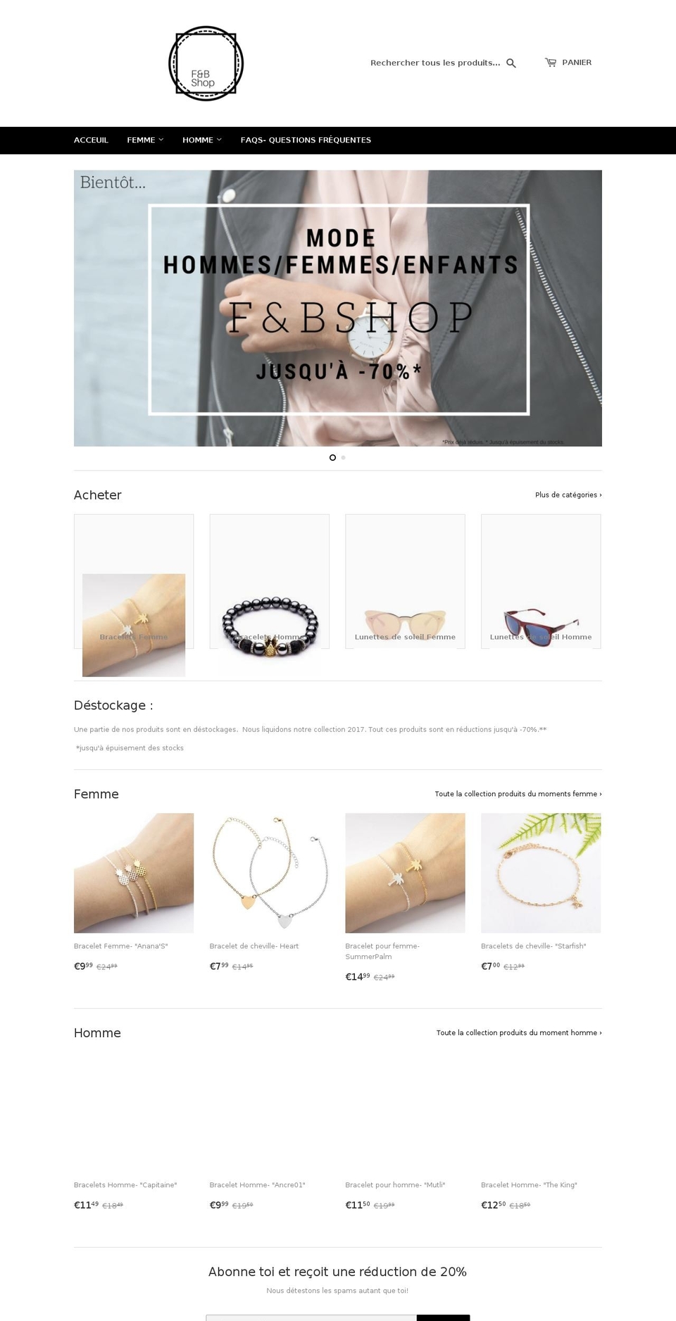 fandbshop.com — Shopify storefront screenshot