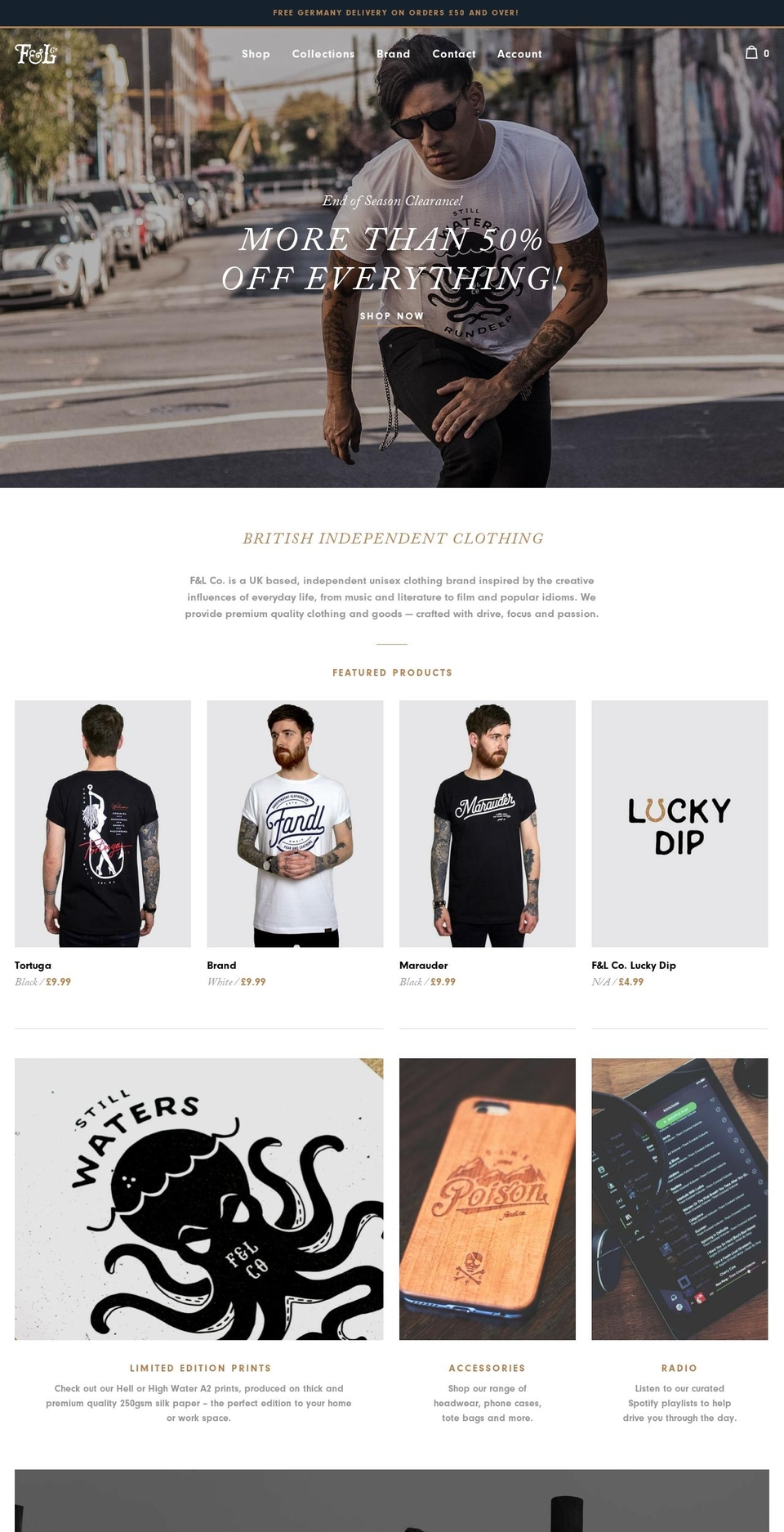 fandl.co shopify website screenshot