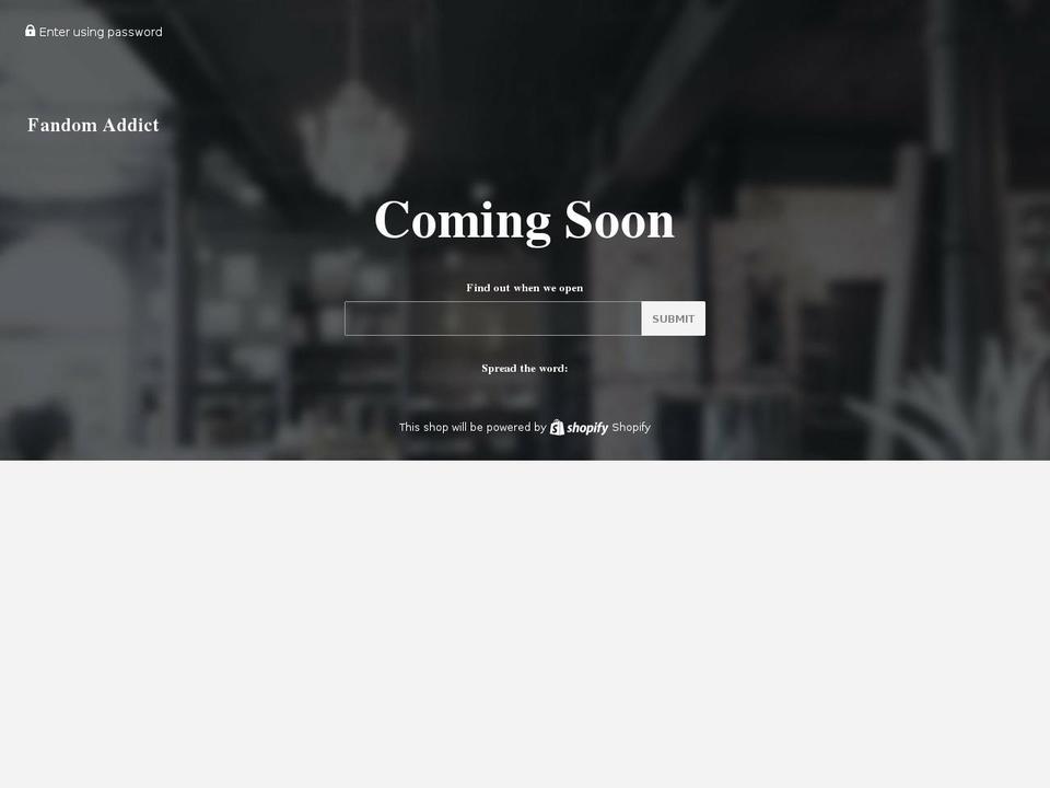 fandomaddict.com shopify website screenshot