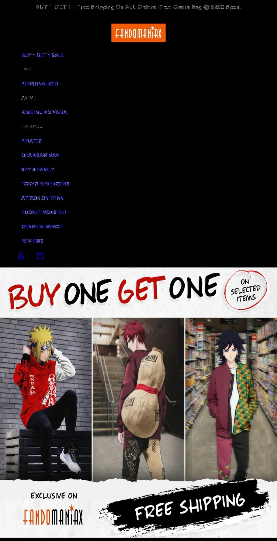 fandomaniax.com — Shopify storefront screenshot