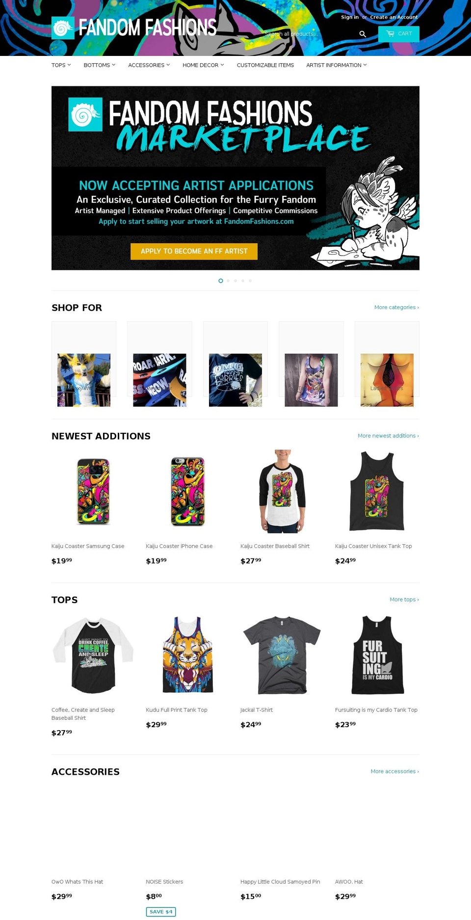 fandomfashions.com shopify website screenshot