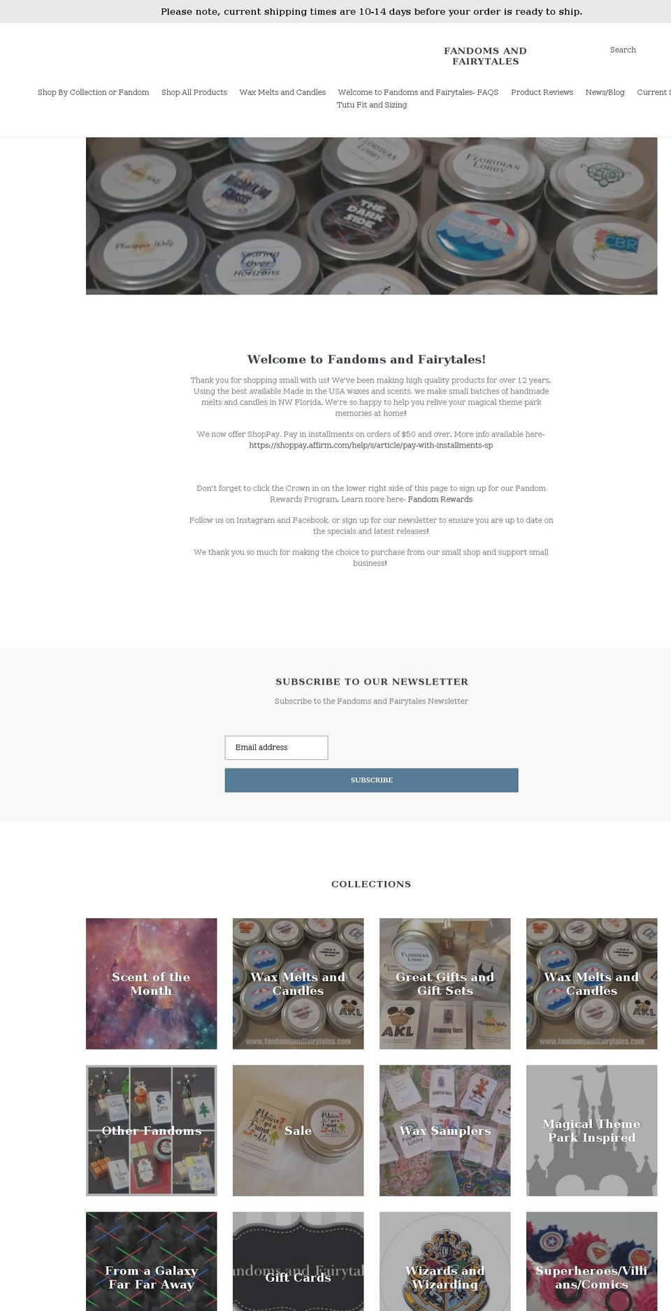 fandomsandfairytales.com shopify website screenshot