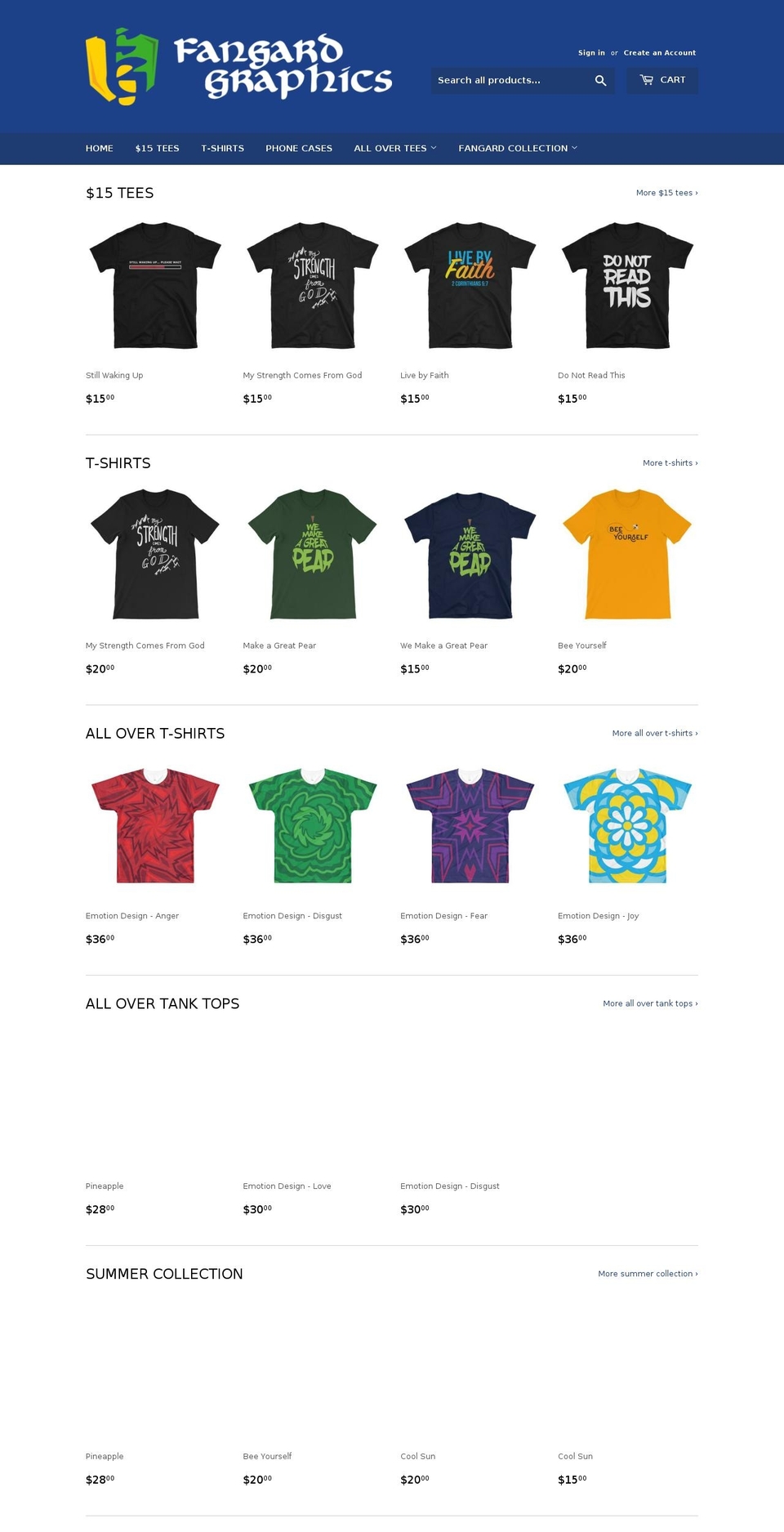 fangardgraphics.com — Shopify storefront screenshot