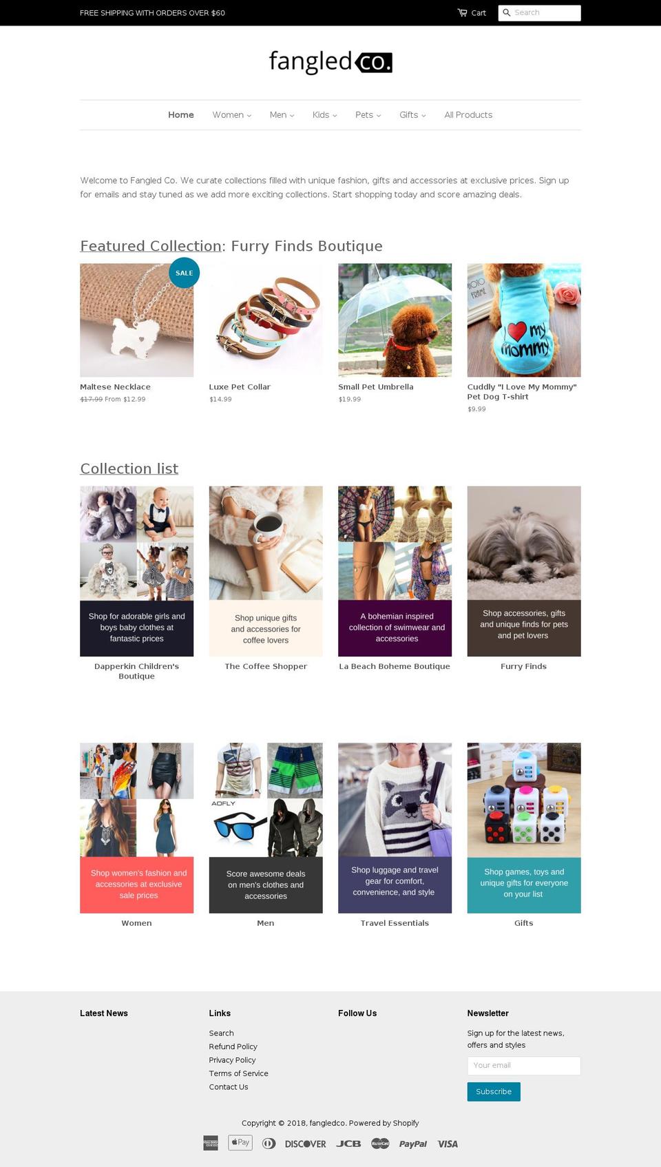 fangledco.com — Shopify storefront screenshot