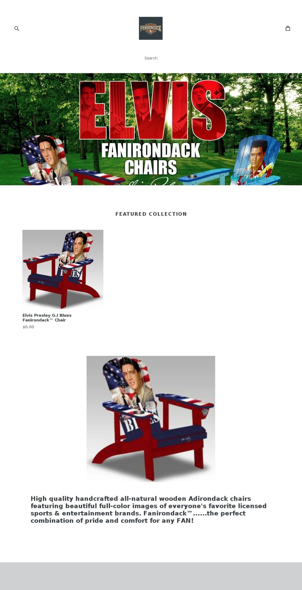fanirondack.com — Shopify storefront screenshot