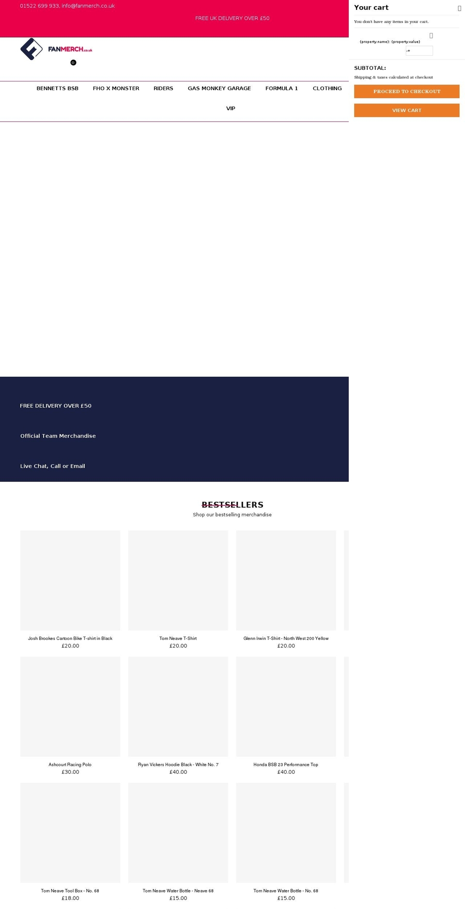 fanmerch.co.uk shopify website screenshot
