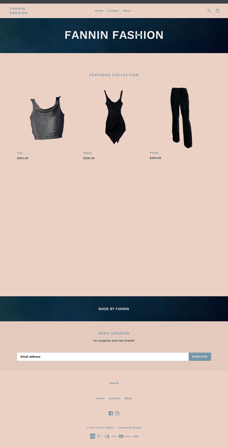 fanninfashion.com shopify website screenshot