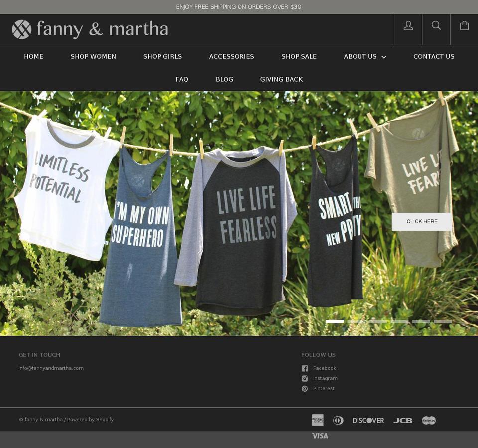 fannyandmartha.com — Shopify storefront screenshot