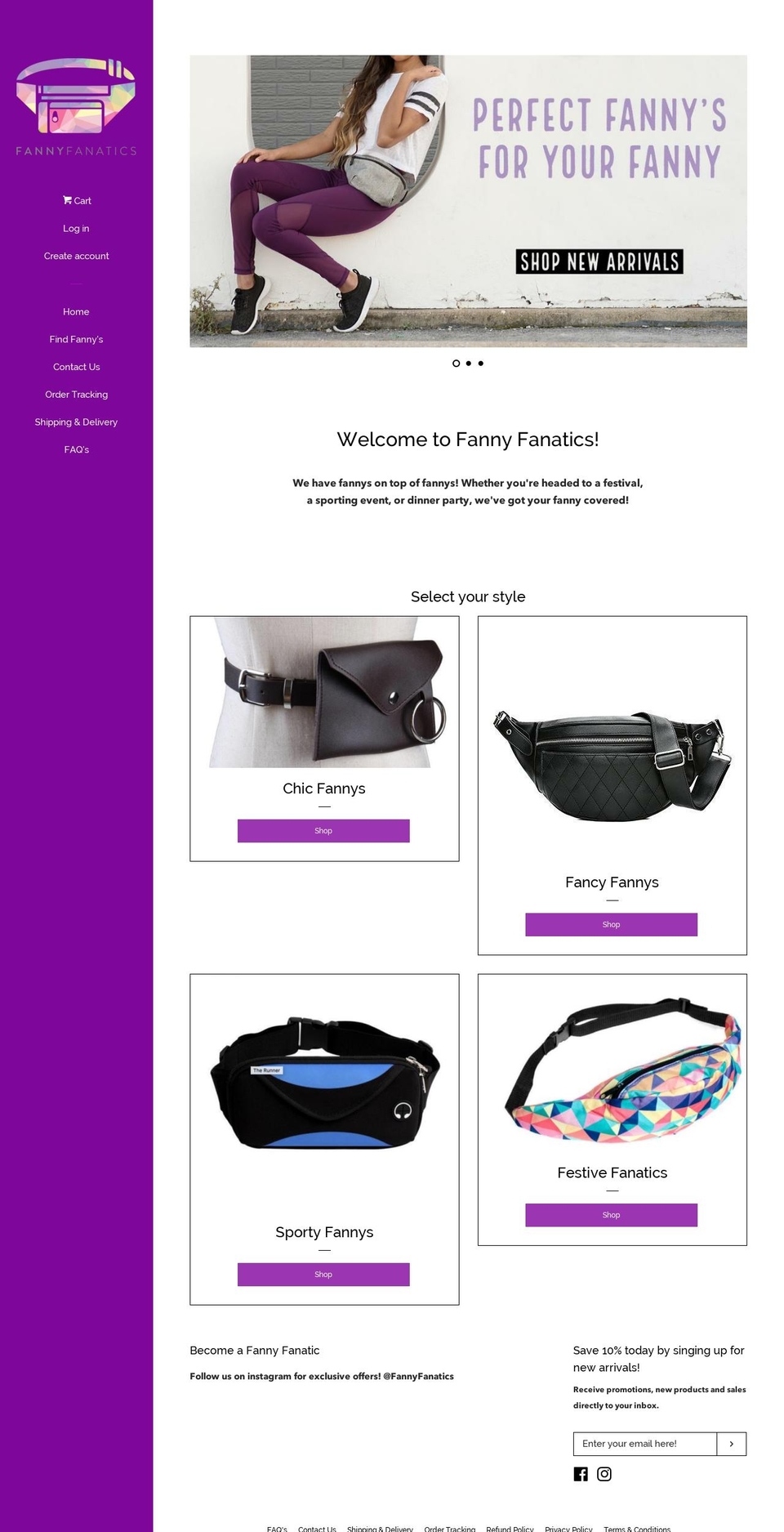 fannyfanatics.com — Shopify storefront screenshot