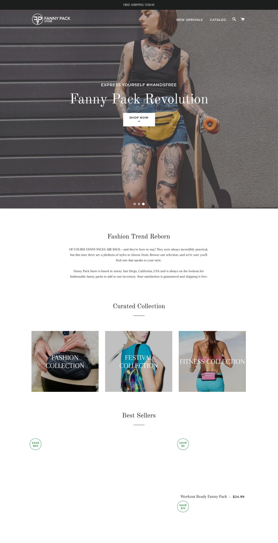 fannypackstore.com — Shopify storefront screenshot