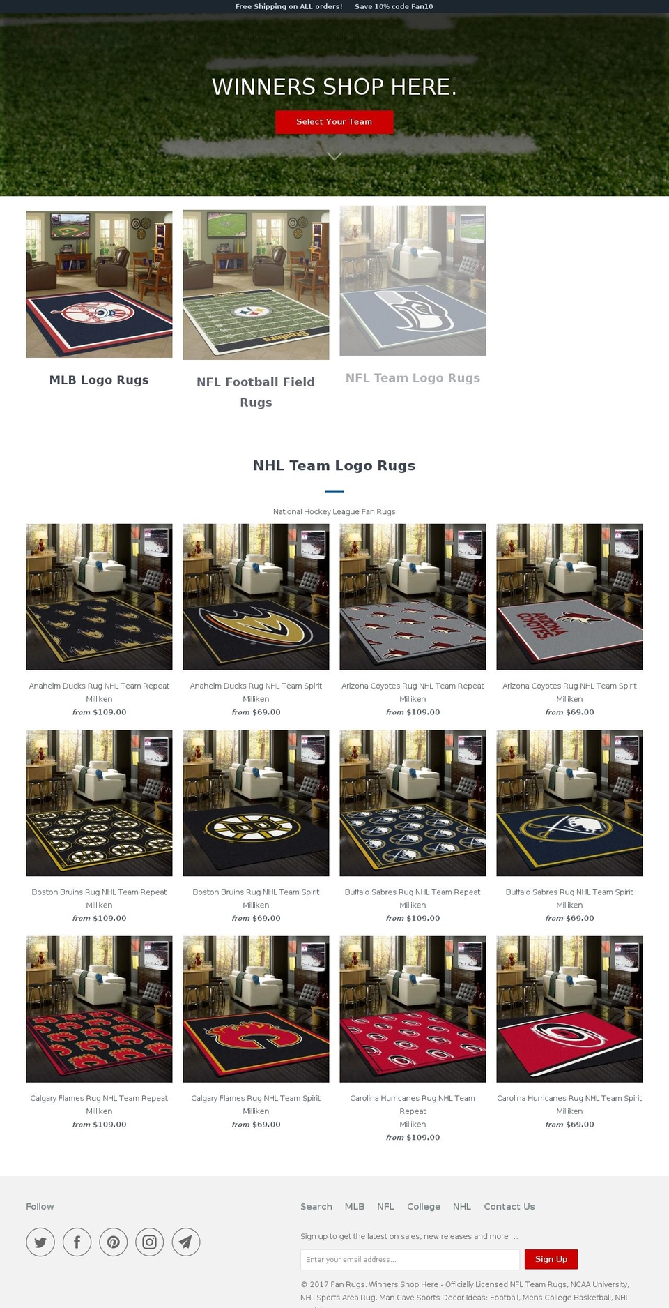 fanrugs.com shopify website screenshot
