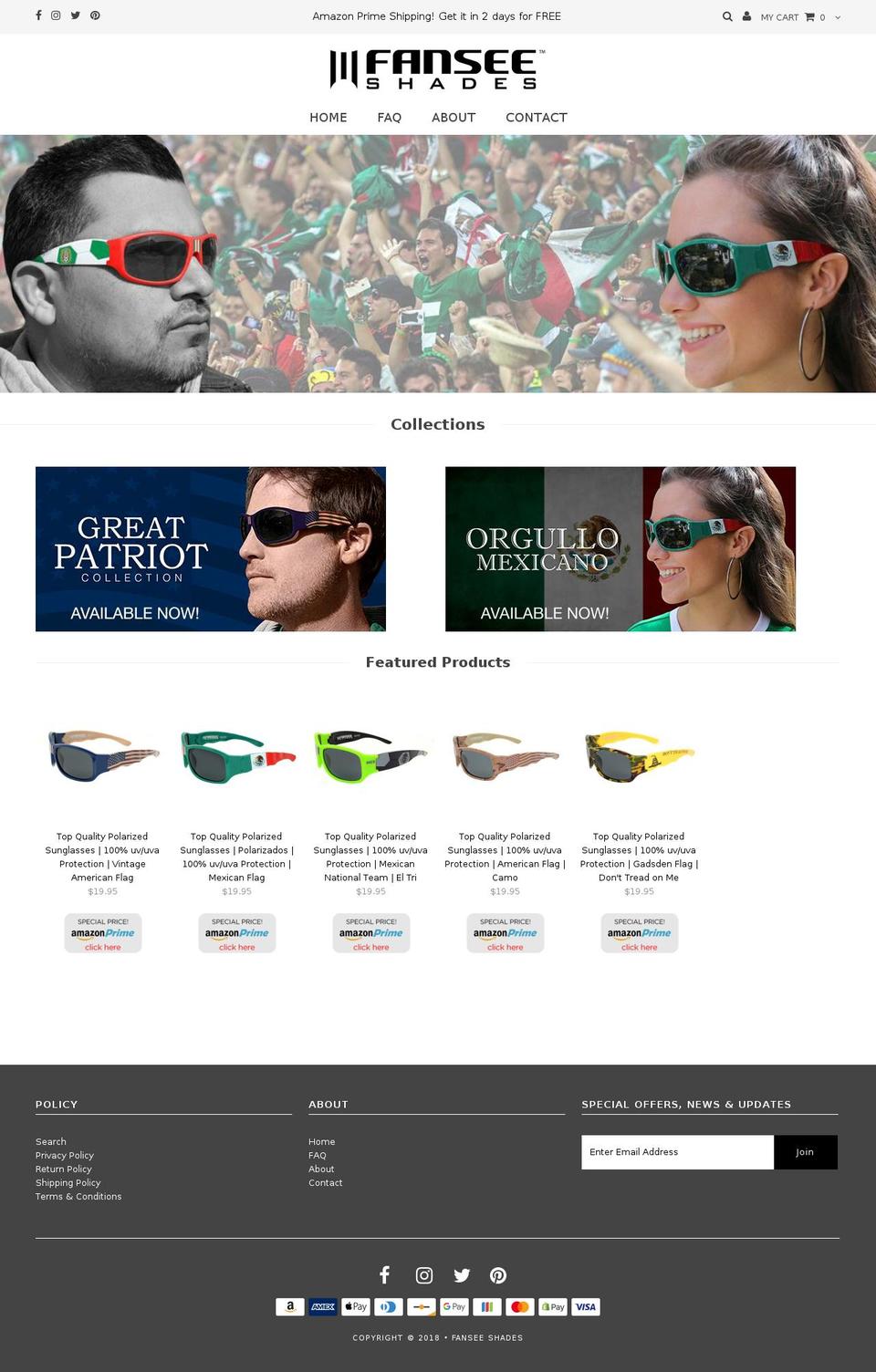 fanseeshades.com — Shopify storefront screenshot