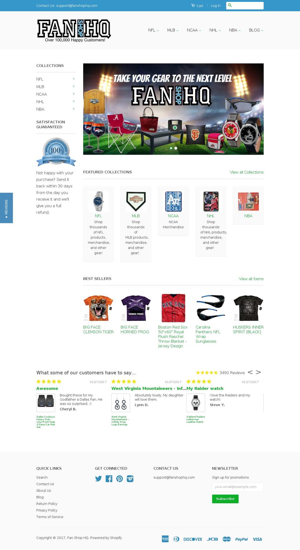 fanshophq.com shopify website screenshot