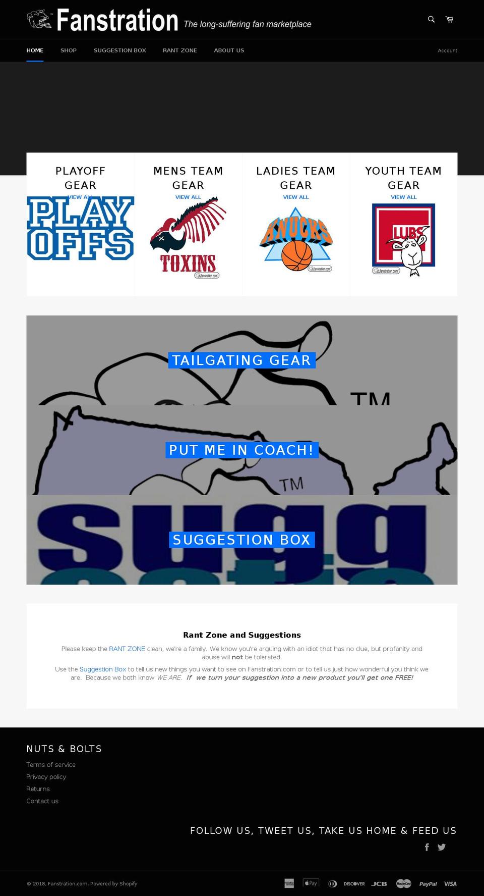fanstration.com — Shopify storefront screenshot