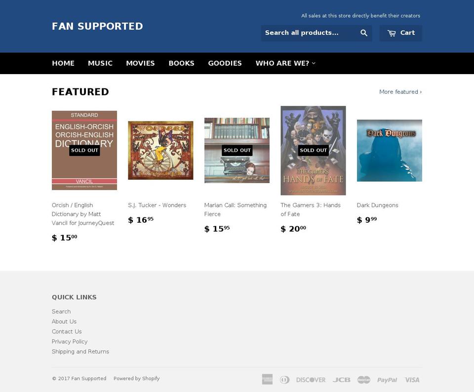 fansupported.net shopify website screenshot