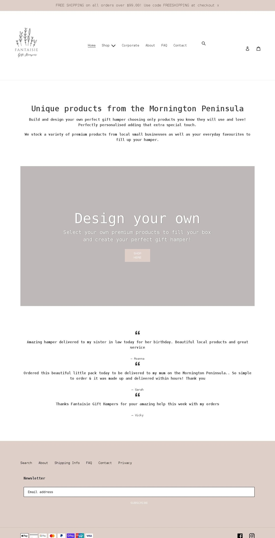 fantaisiegifthampers.com.au shopify website screenshot