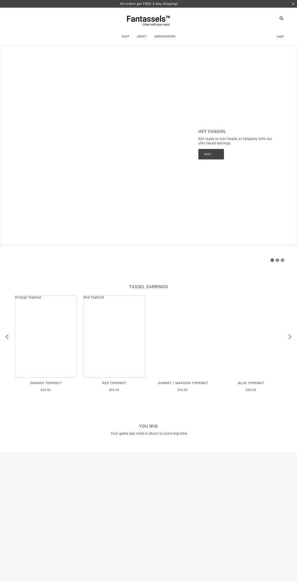 fantassels.com — Shopify storefront screenshot