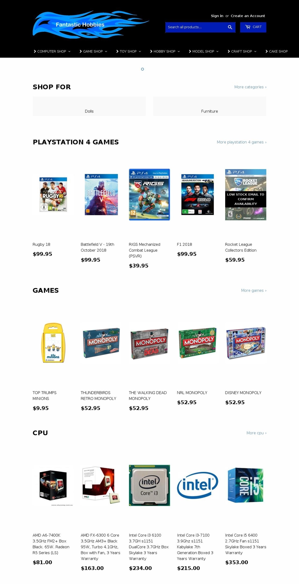 fantastic-hobbies.com shopify website screenshot