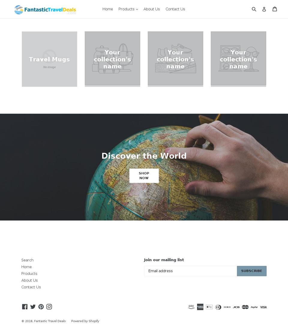 fantastic-travel-deals.myshopify.com shopify website screenshot