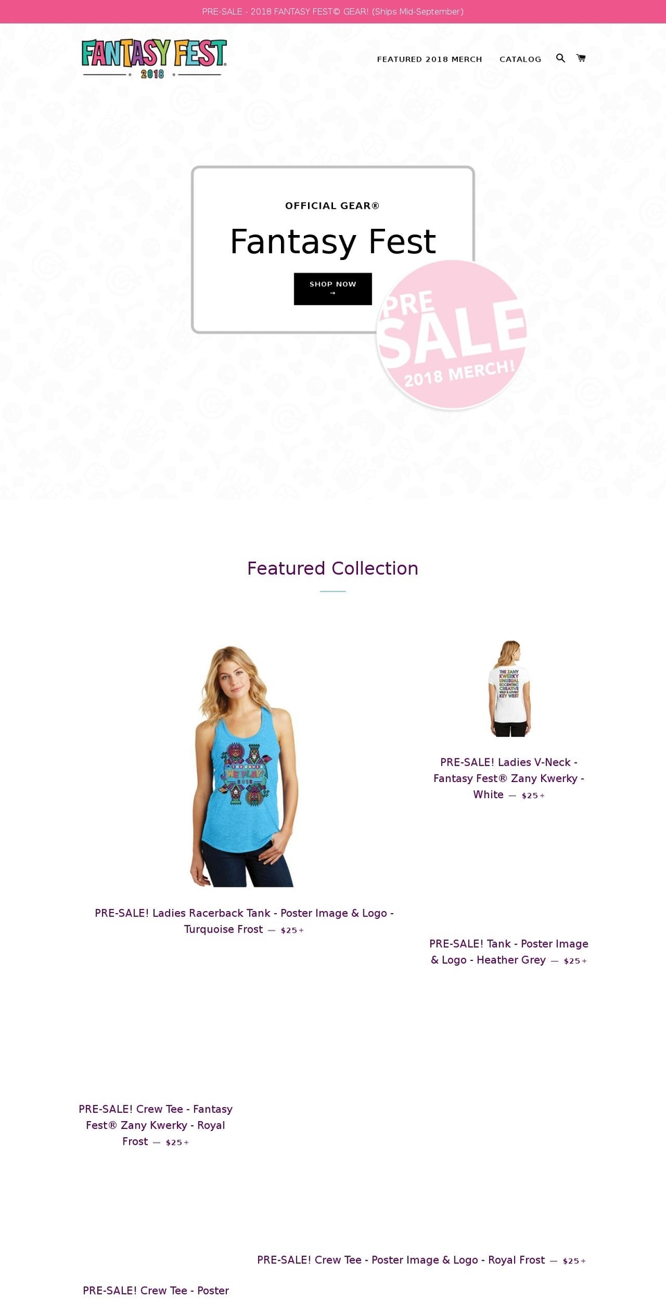 fantasyfestshop.com shopify website screenshot