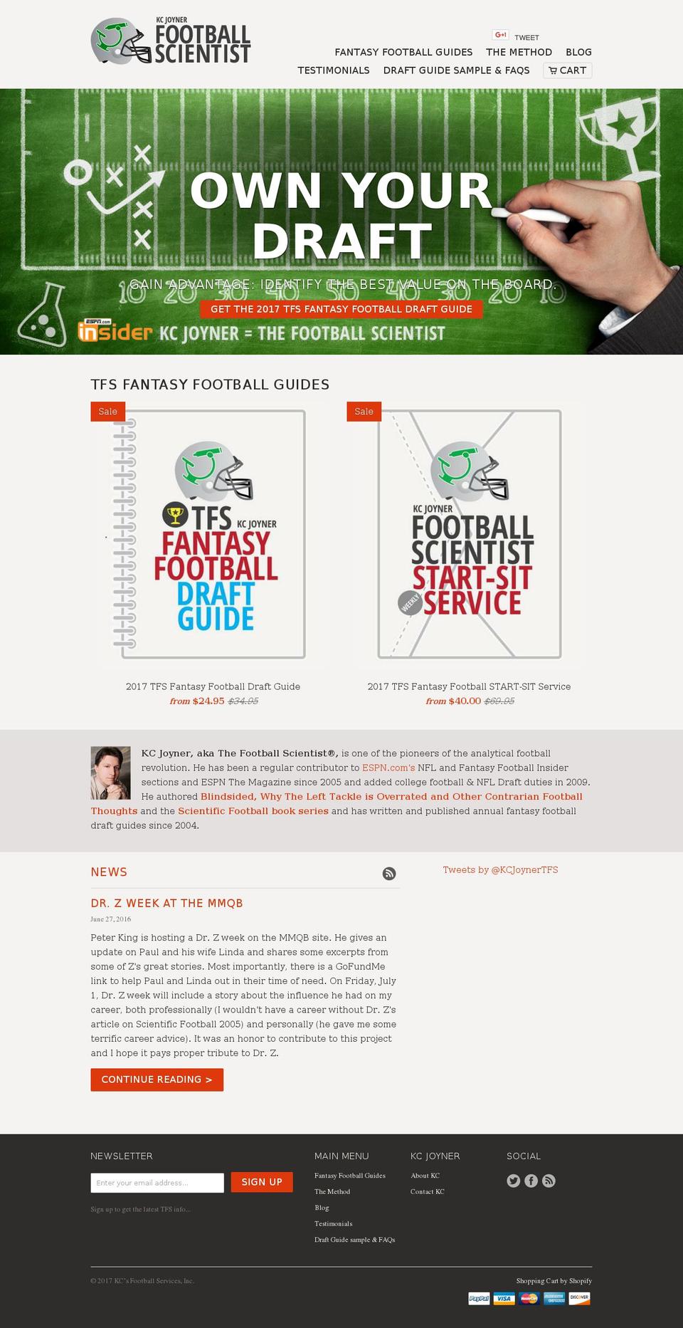 fantasyfootballscientist.com shopify website screenshot