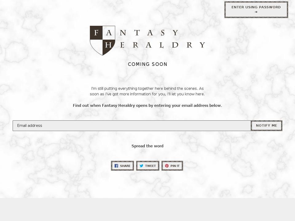 fantasyheraldry.com — Shopify storefront screenshot